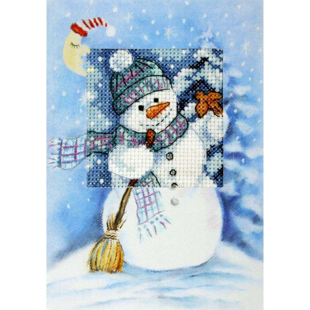 Complete counted cross stitch kit - greetings card "Snowman" 6231