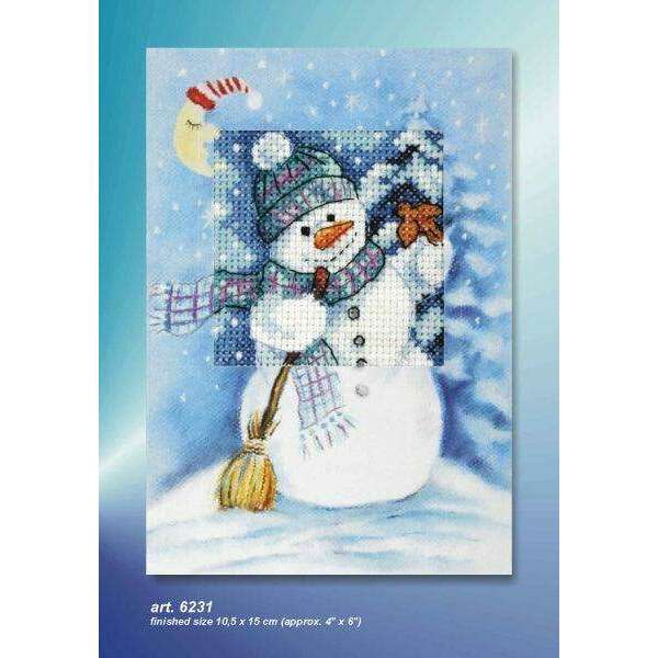 Complete counted cross stitch kit - greetings card "Snowman" 6231