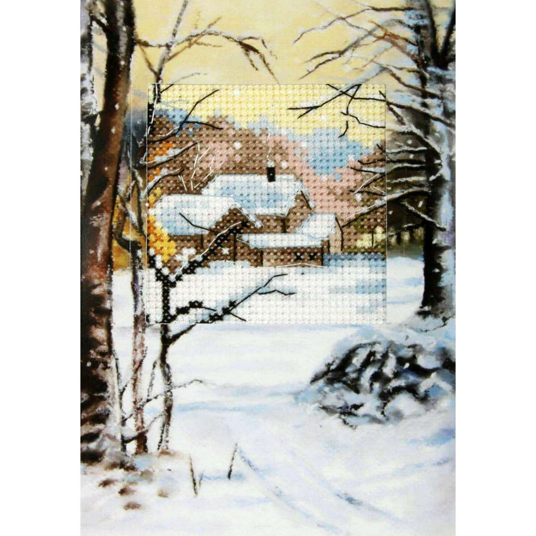 complete counted cross stitch kit - greetings card "Winter landscape" 6234