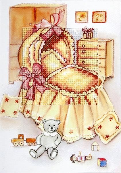 Complete counted cross stitch kit - greetings card "Craddle" 6273