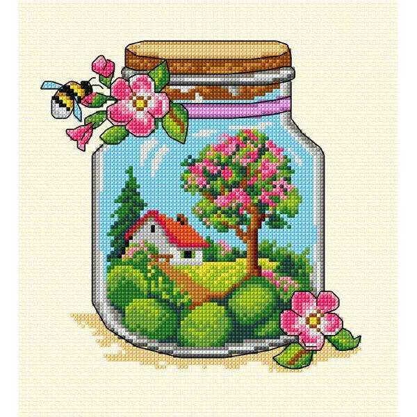 Complete counted cross-stitch kit "Spring Jar" 7775