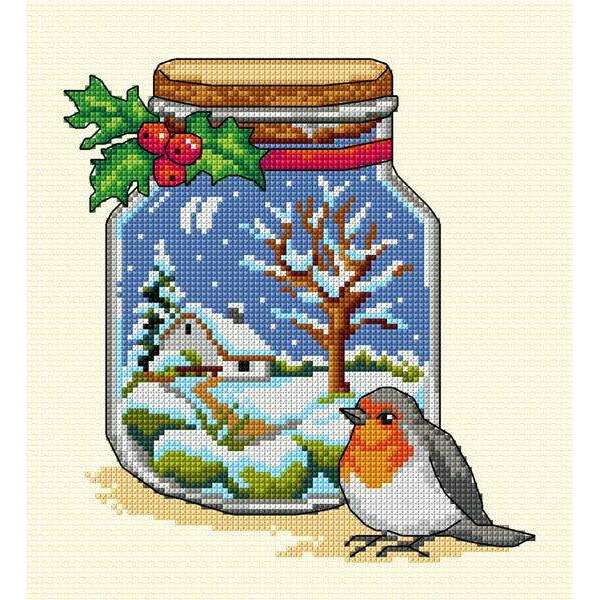 Complete counted cross-stitch kit "Winter Jar" 7774