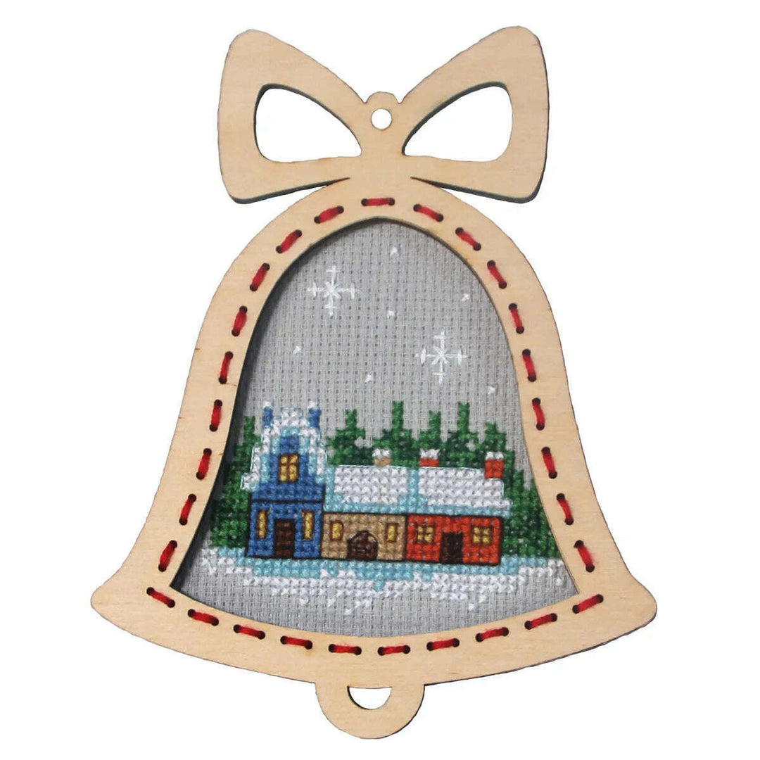 Complete counted cross stitch kit with plywood frame Bell - Houses 6649