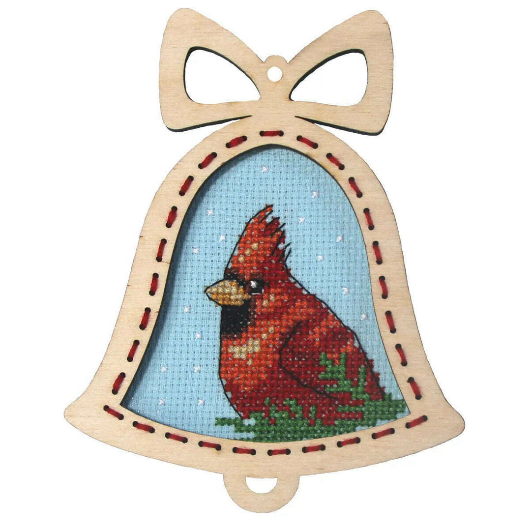 Complete counted cross stitch kit with plywood frame Bell - Red Bird 6645