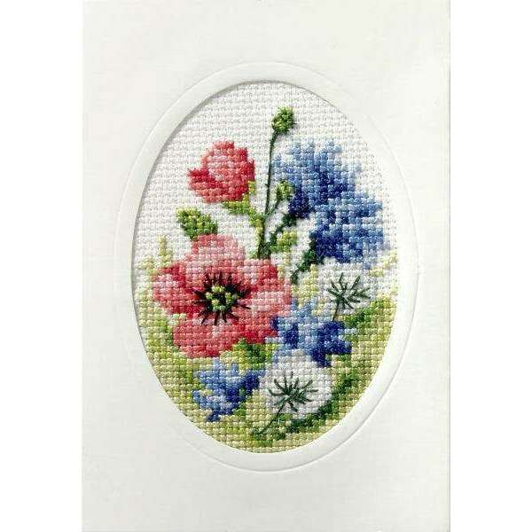 Complete cross stitch kit - greetings card "Wild flowers" 6098