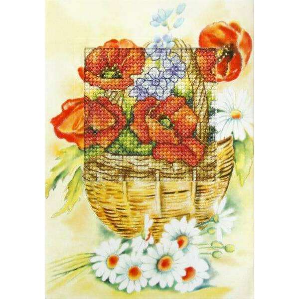 Complete cross stitch kit - greetings card "Wild flowers" 6212