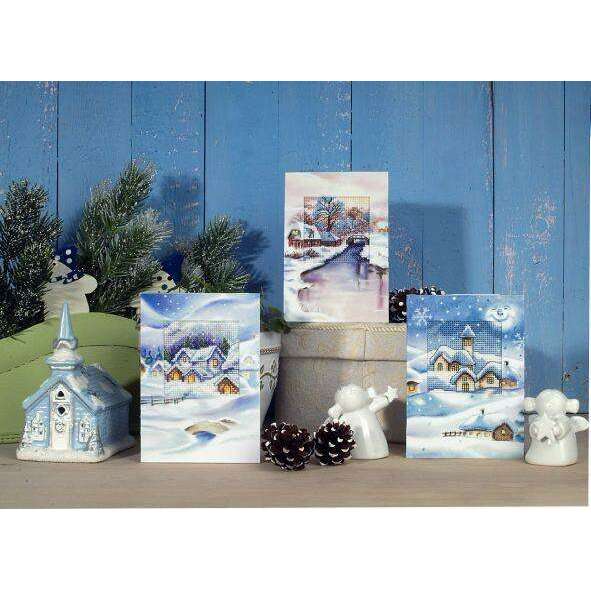 Complete cross stitch kit - greetings card "Winter landscape" 6195