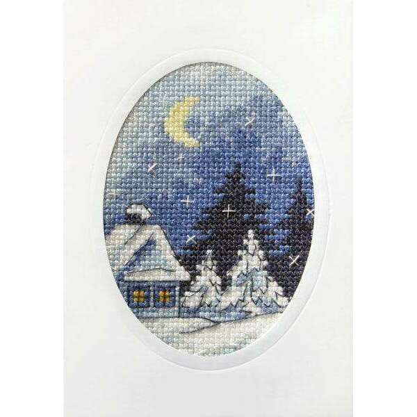 Complete cross stitch kit - greetings card "Winter night" 6150