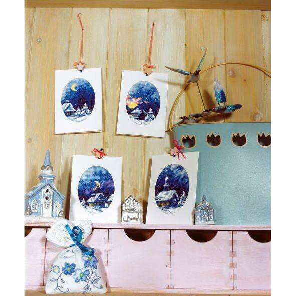 Complete cross stitch kit - greetings card "Winter night" 6150