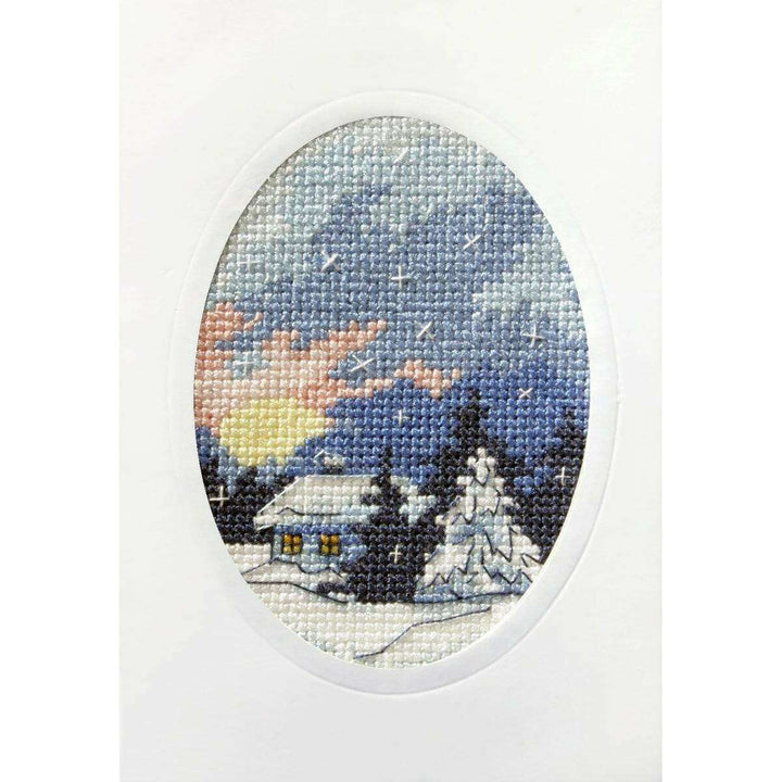 Complete cross stitch kit - greetings card "Winter night" 6151