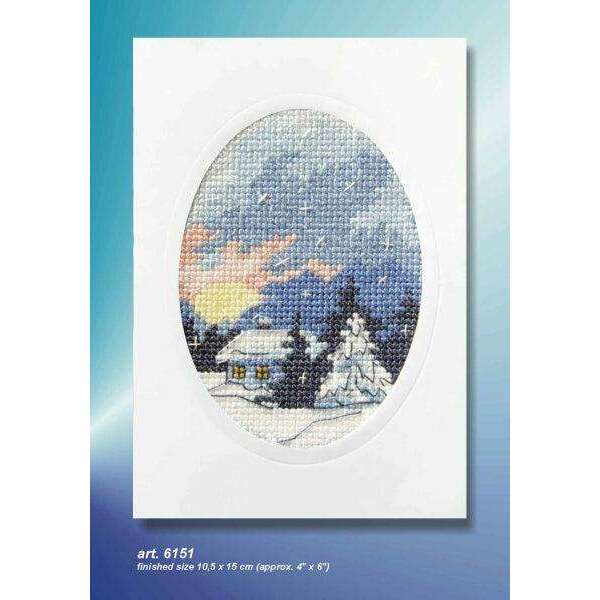 Complete cross stitch kit - greetings card "Winter night" 6151