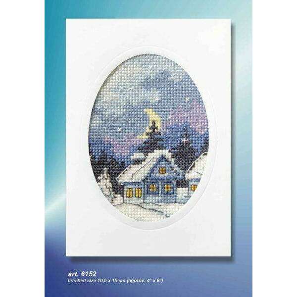 Complete cross stitch kit - greetings card "Winter night" 6152