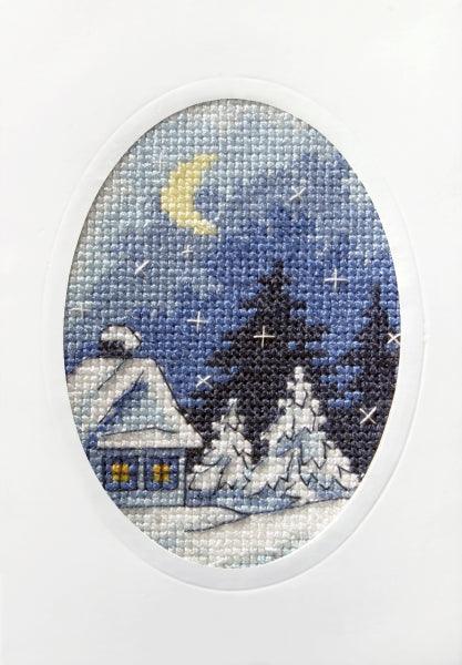 Complete cross stitch kit - greetings card "Winter night" 6150
