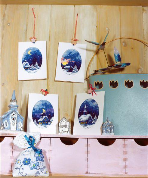 Complete cross stitch kit - greetings card "Winter night" 6150