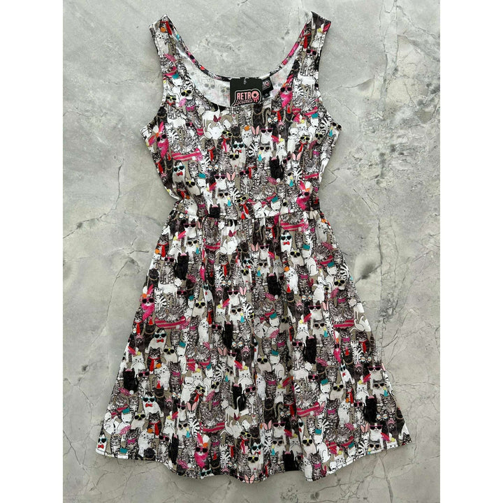 Cool Cats Shorter Length Fit & Flare Dress