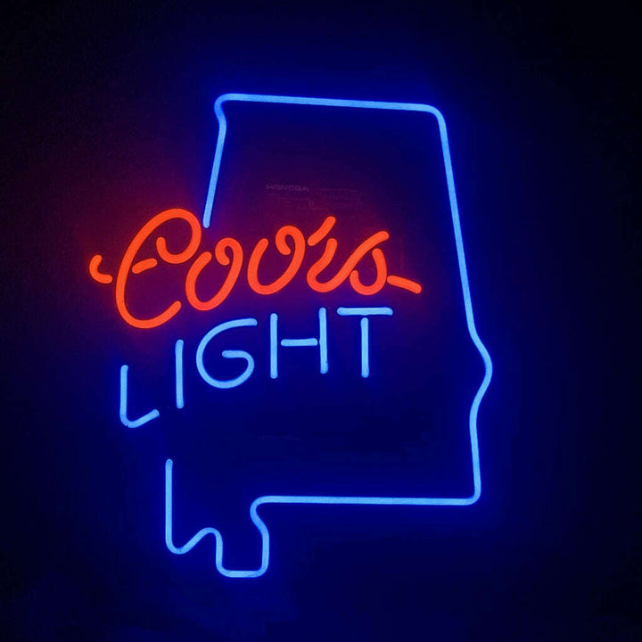 Coors Light with Alabama Maps Neon Light Sign