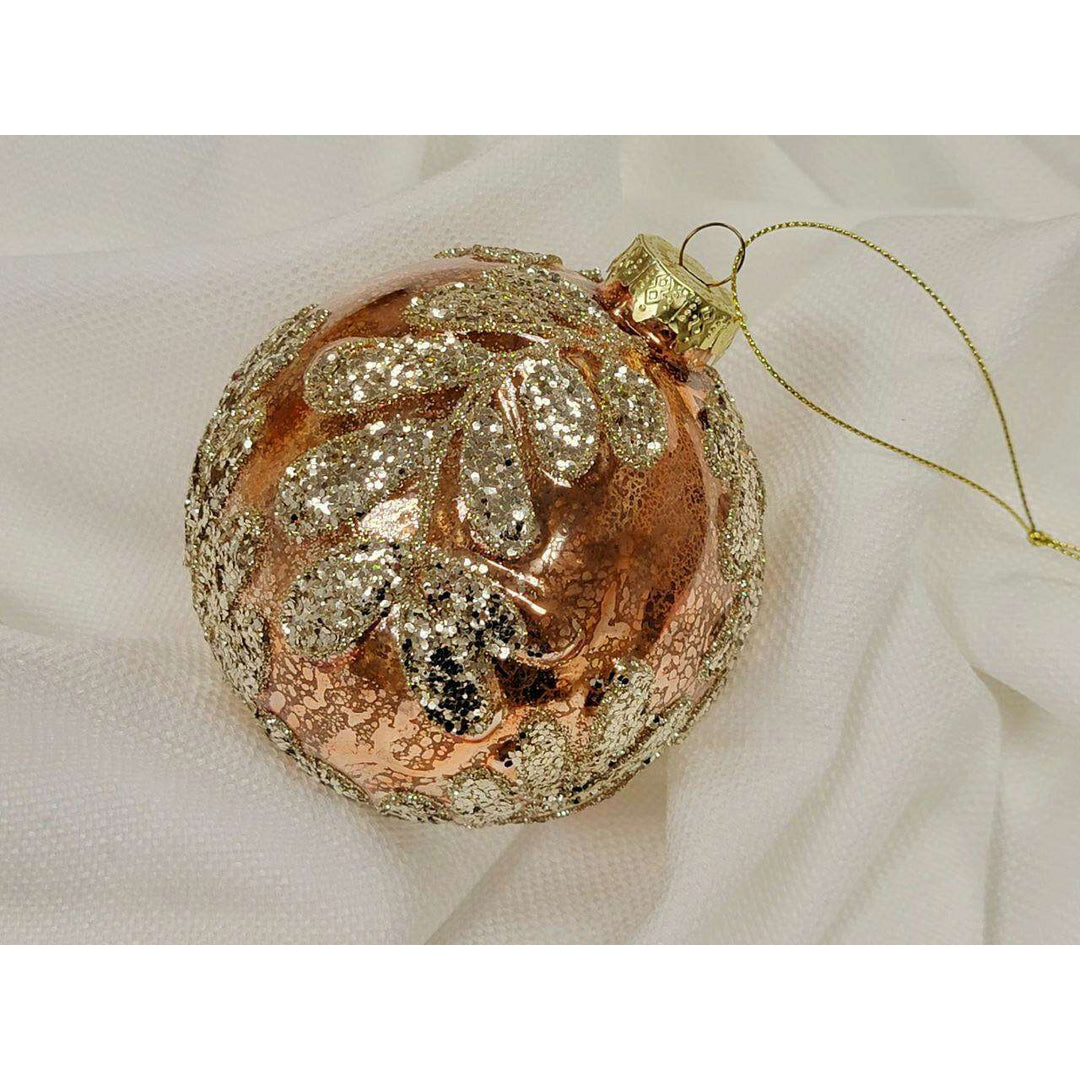Copper Leaf Glass Ball Christmas Ornament F07M7-27(LH76-23038)