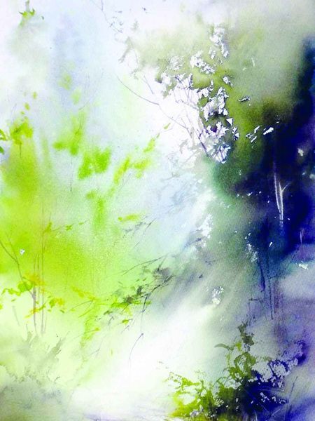 Emerald Dawn Designer Printed AIDA Fabric. Canvas for embroidery with an applied background  KF-1067A