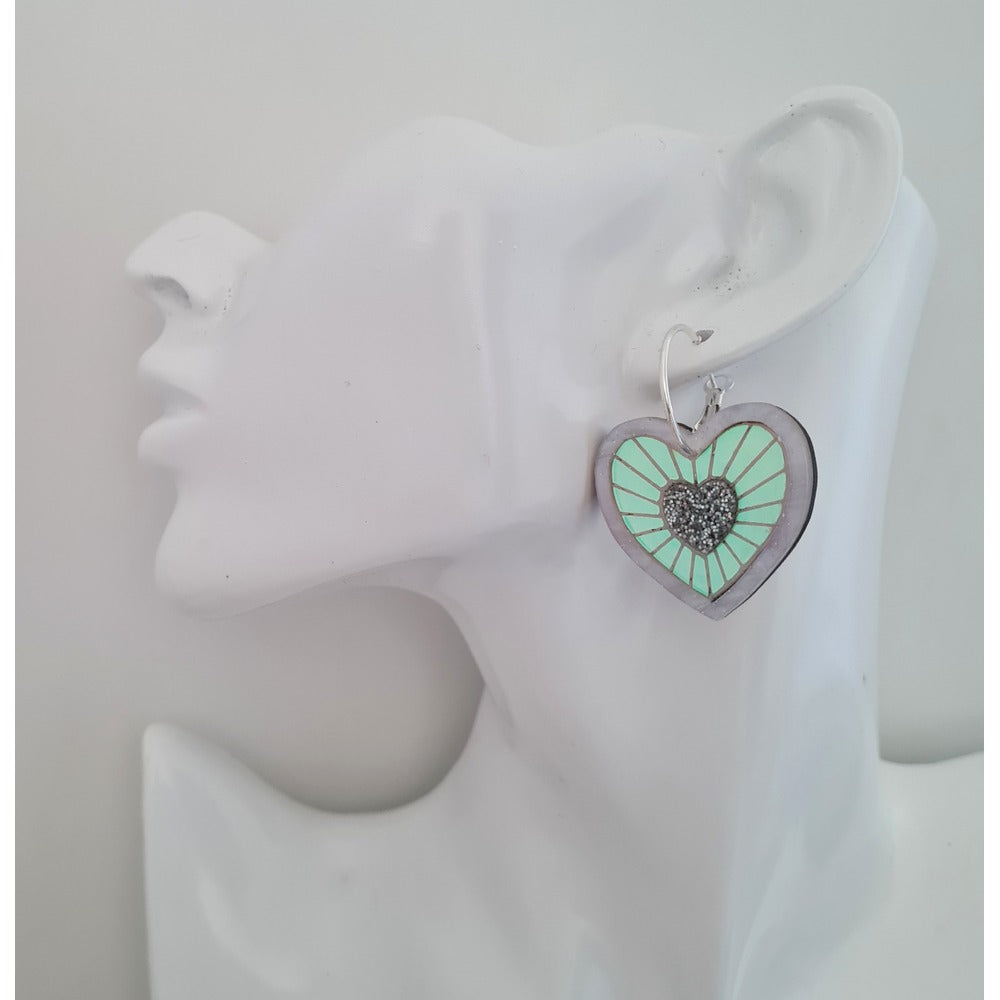 Cosmic Heart Dangle Hoop Earrings by Cherryloco Jewellery 3