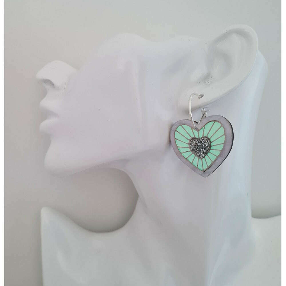 Cosmic Heart Dangle Hoop Earrings by Cherryloco Jewellery 3