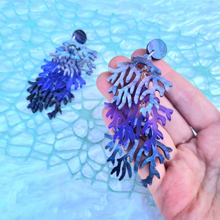 Cosmic Purple Seaweed Charm Earrings by Cherryloco Jewellery 3