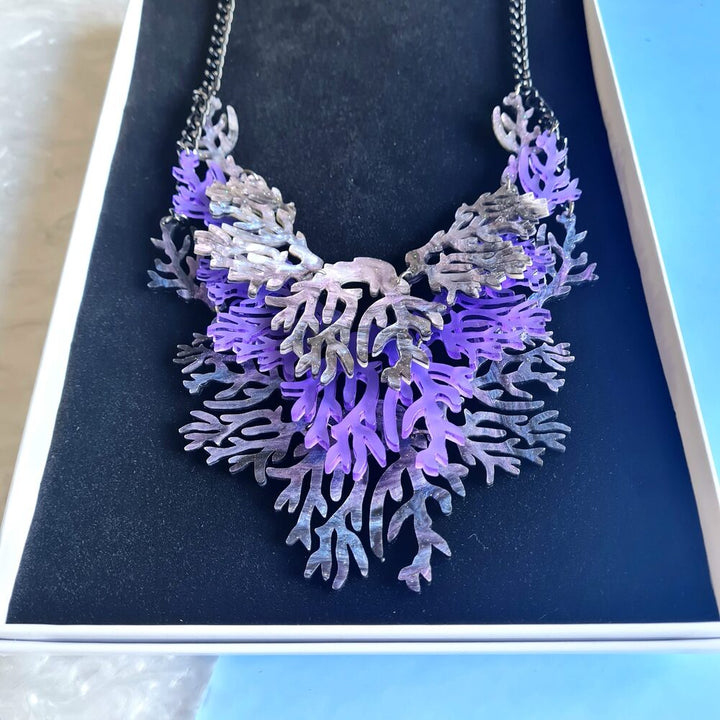 Cosmic Purple Seaweed Coral Charm Necklace by Cherryloco Jewellery 2