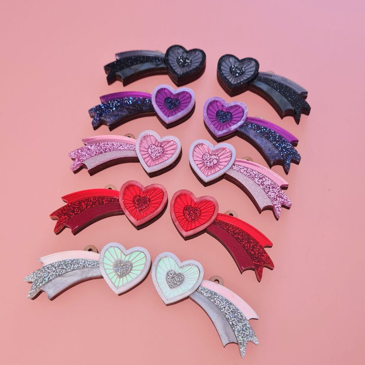 Cosmic Shooting Heart Hoop Earrings by Cherryloco Jewellery
