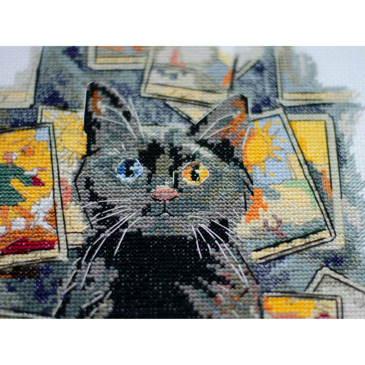 Counted Cross stitch kit - Premonition. Black Cat