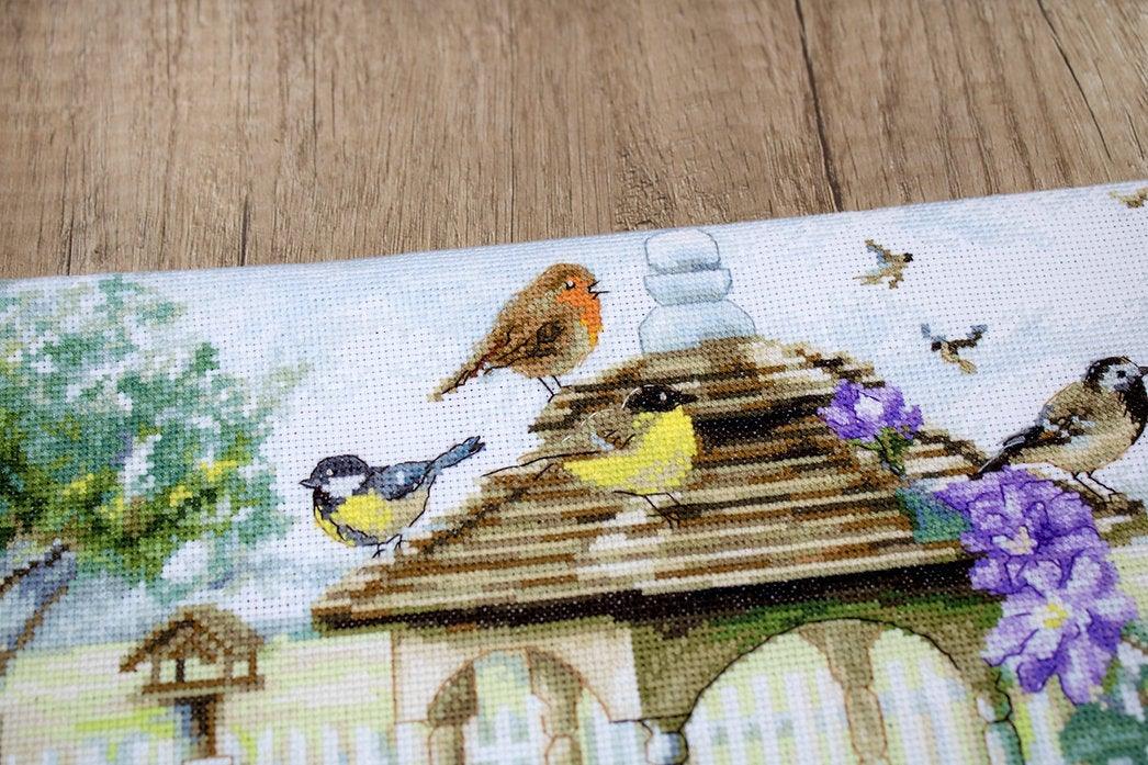 Counted Cross Stitch Kit Bird table  Leti944