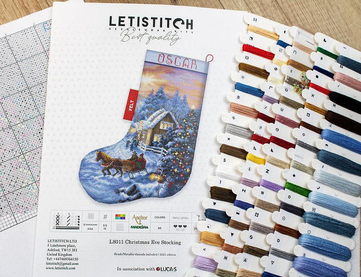 Counted Cross Stitch Kit Christmas Eve Stocking L8011