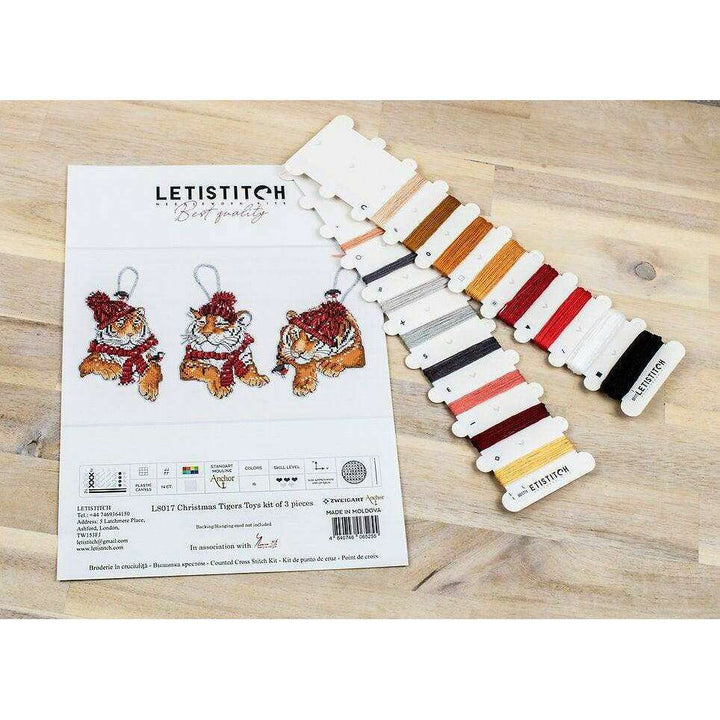 Counted Cross Stitch Kit Christmas Tigers Toys set of 3 pcs L8017