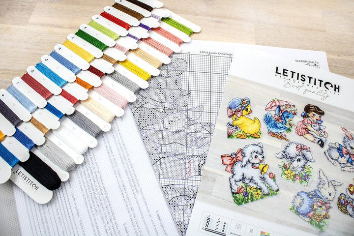 Counted Cross Stitch Kit Easter Ornaments kit of 8 pcs L8032