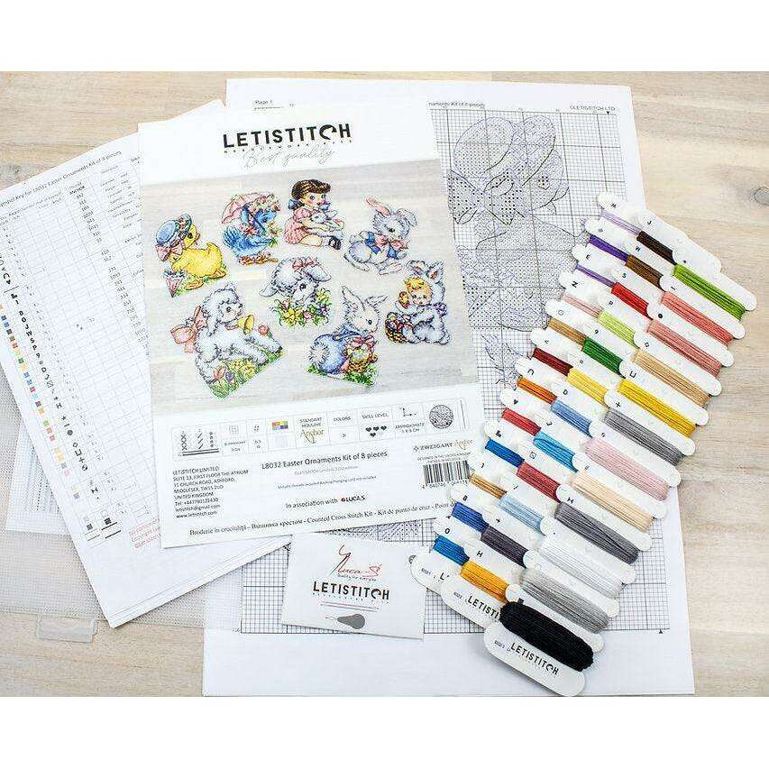 Counted Cross Stitch Kit Easter Ornaments kit of 8 pcs L8032