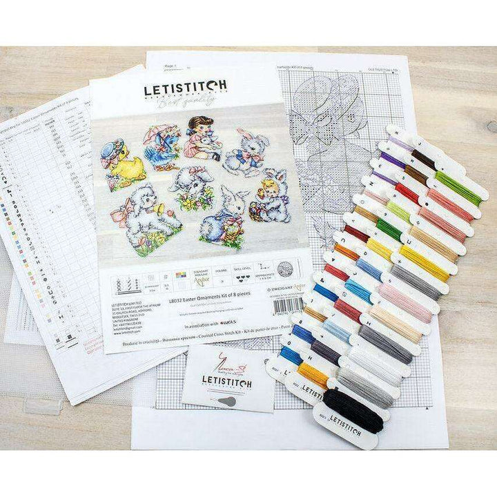 Counted Cross Stitch Kit Easter Ornaments kit of 8 pcs L8032