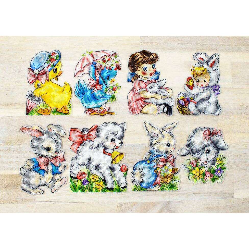 Counted Cross Stitch Kit Easter Ornaments kit of 8 pcs L8032