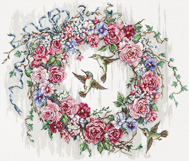 Counted Cross Stitch Kit Hummingbird Wreath Leti990