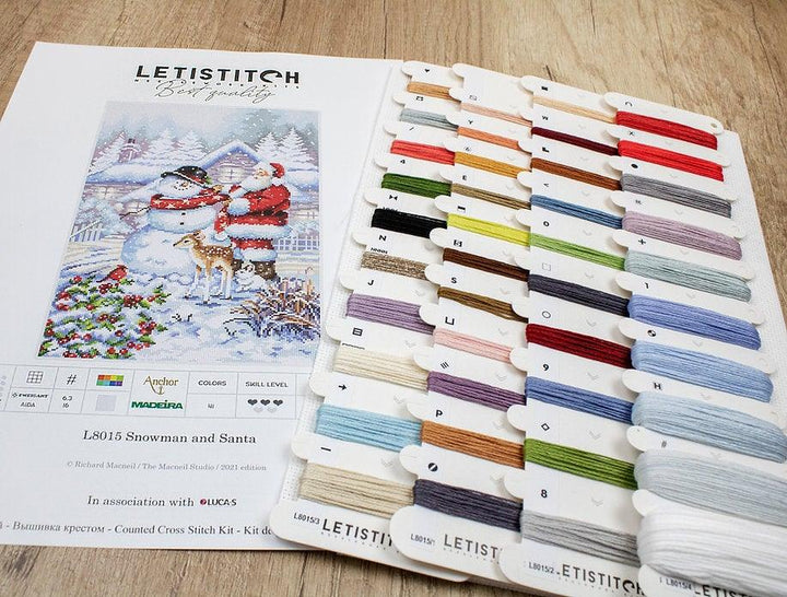 Counted Cross Stitch Kit Snowman and Santa L8015
