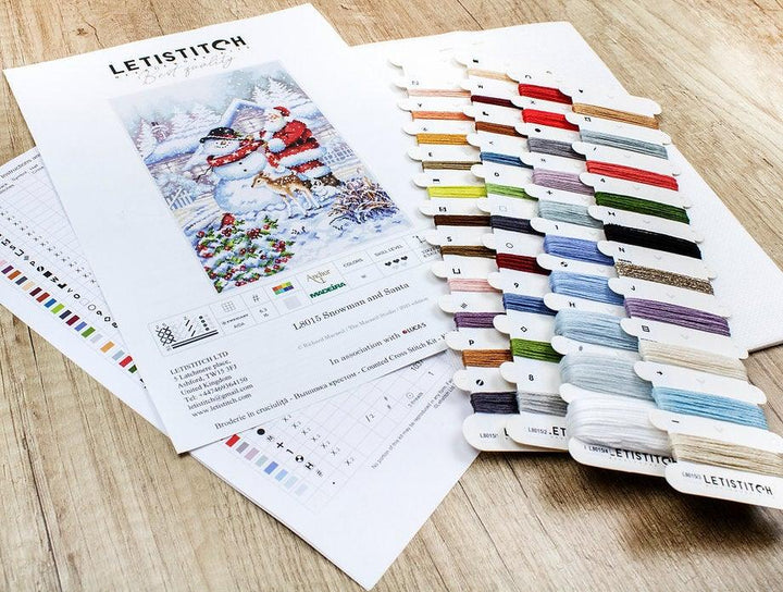 Counted Cross Stitch Kit Snowman and Santa L8015