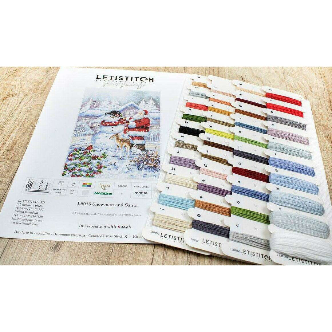 Counted Cross Stitch Kit Snowman and Santa L8015