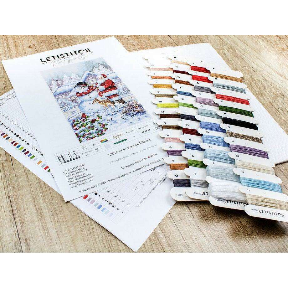 Counted Cross Stitch Kit Snowman and Santa L8015