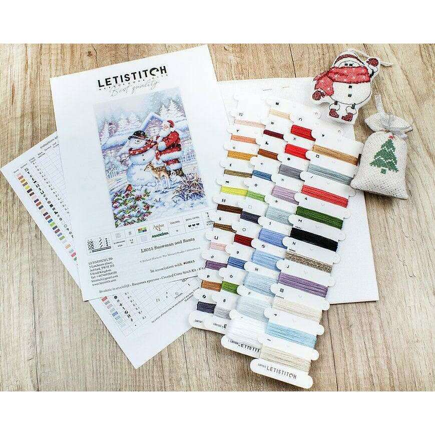 Counted Cross Stitch Kit Snowman and Santa L8015