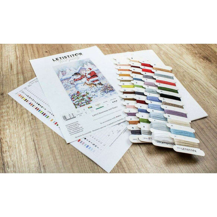 Counted Cross Stitch Kit Snowman and Santa L8015