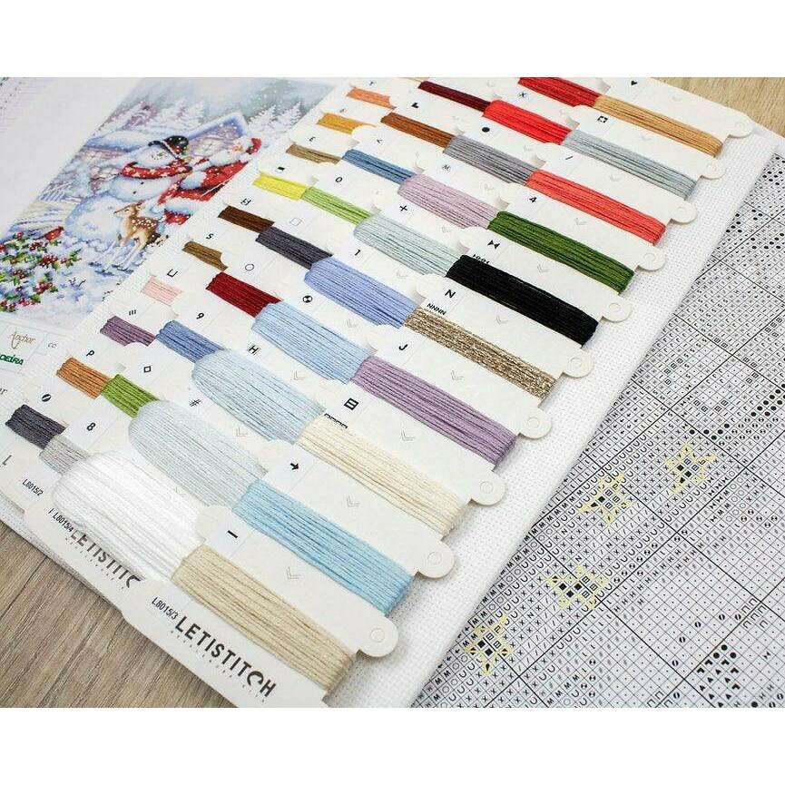Counted Cross Stitch Kit Snowman and Santa L8015
