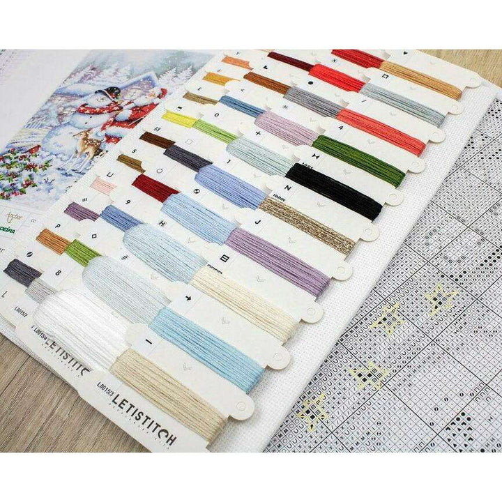 Counted Cross Stitch Kit Snowman and Santa L8015
