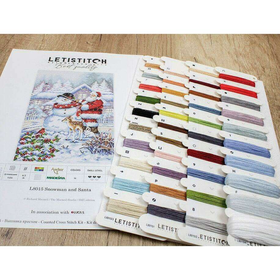 Counted Cross Stitch Kit Snowman and Santa L8015