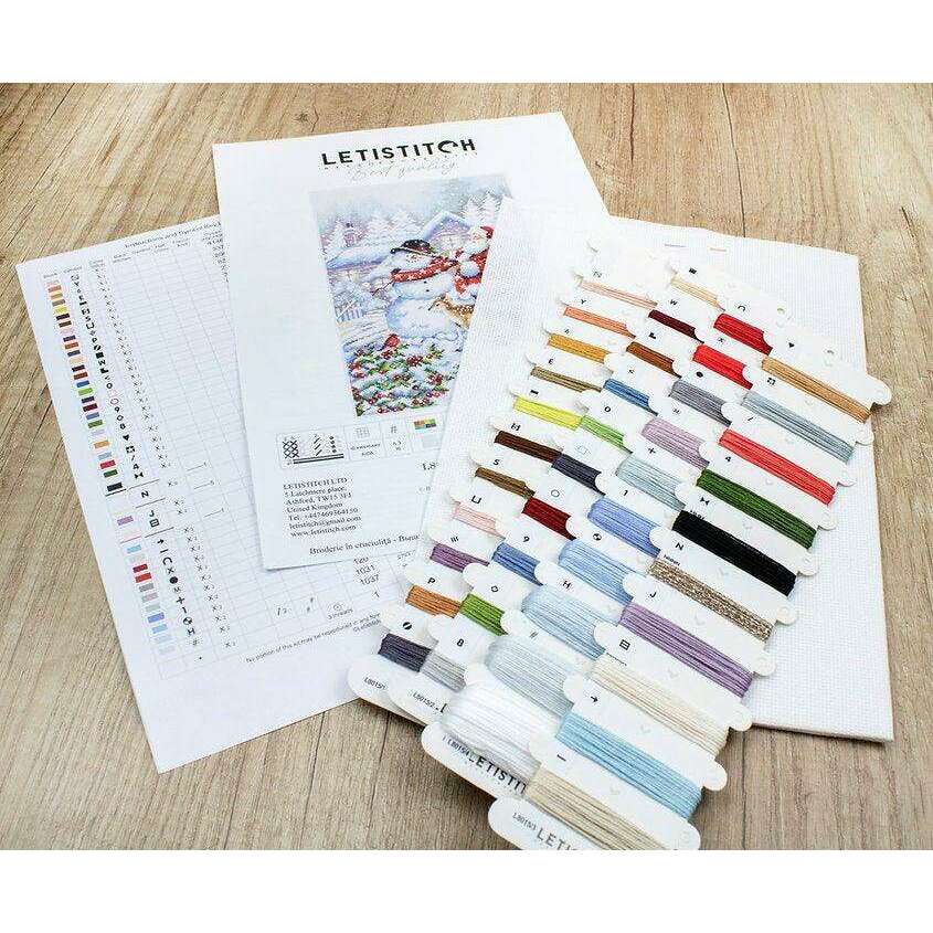 Counted Cross Stitch Kit Snowman and Santa L8015
