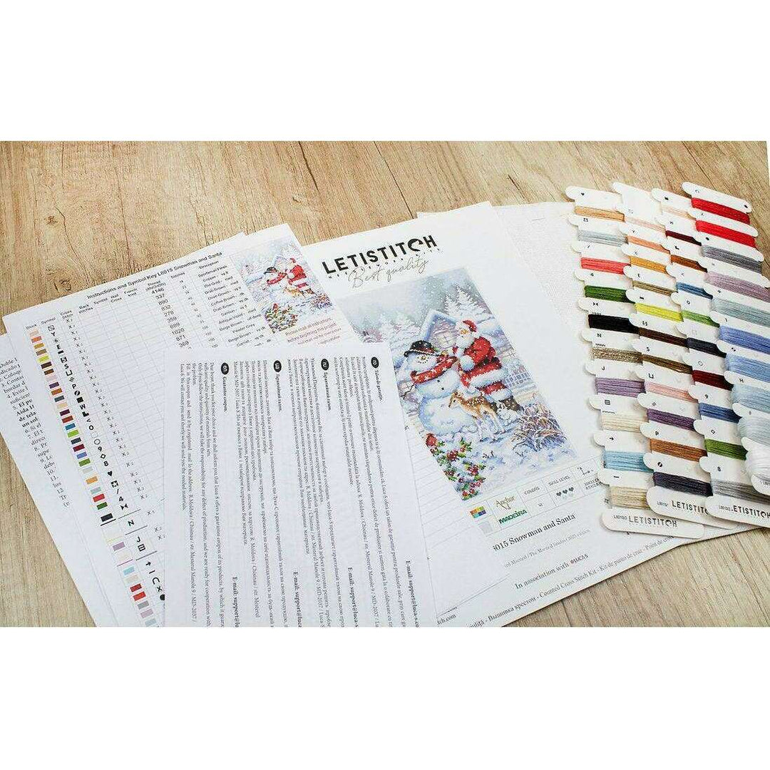 Counted Cross Stitch Kit Snowman and Santa L8015