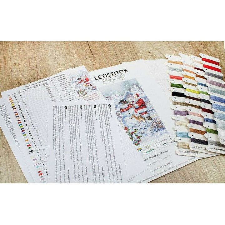 Counted Cross Stitch Kit Snowman and Santa L8015