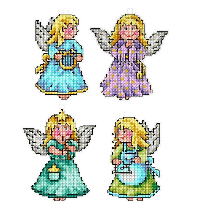 Counted cross stitch kit with plastic canvas "Angels" set of 4 designs 7610