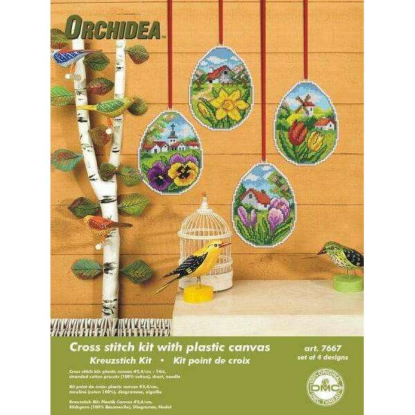 Counted cross stitch kit with plastic canvas "Easter eggs" set of 4 designs 7667